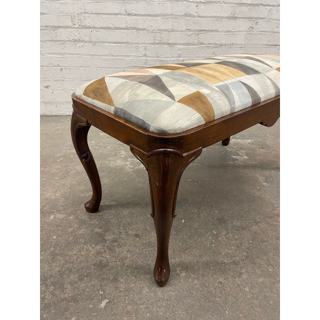 Brown Newly Upholstered Queen Anne Style Vanity or Piano Bench For Sale - Image 8 of 10