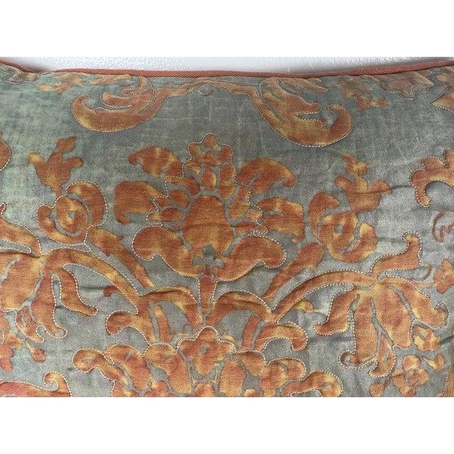 An exceptional and rare pair of decorative pillows crafted from authentic vintage Fortuny textile, repurposed from an...