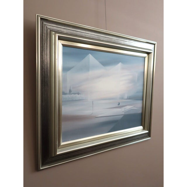 Mid-Century Modern 'Veils of Light' Swedish Original Abstract Surrealist Landscape Oil Painting, Framed For Sale - Image 4 of 18
