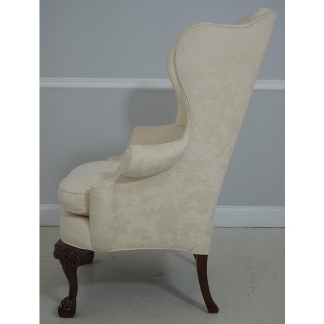 Queen Anne Pair Southwood Ball & Claw Mahogany Wing Chairs For Sale - Image 3 of 18