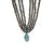 A fine vintage four strand labradorite bead necklace with a prong set blue topaz spacer leading to a faceted tear shaped...