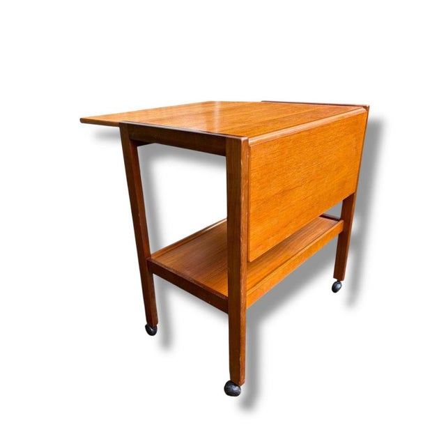 Vintage Teak Drop-Leaf Drinks Trolley on Castors For Sale - Image 10 of 12
