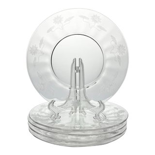 1910s Fostoria “Lotus” Etched Optic Salad or Luncheon Plates - Set of 5 For Sale