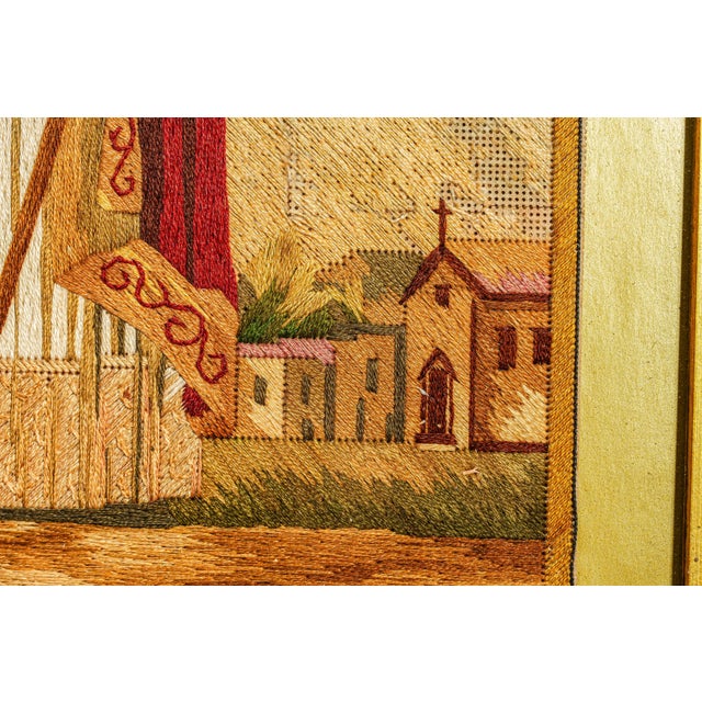 Rare Hand Made Antique Religious Devotional Textile Artwork 19th Century Religious Silkwork Catholic Bishop Saint Home Wall Decor For Sale - Image 11 of 18