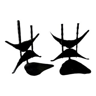 David Palombo, Modernist Brutalist Hand Forged Iron Bookends Sculpture Israeli David Palombo For Sale