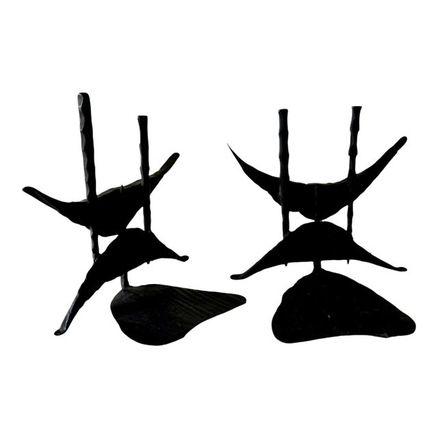 David Palombo, Modernist Brutalist Hand Forged Iron Bookends Sculpture Israeli David Palombo For Sale
