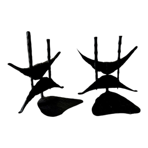 David Palombo, Modernist Brutalist Hand Forged Iron Bookends Sculpture Israeli David Palombo