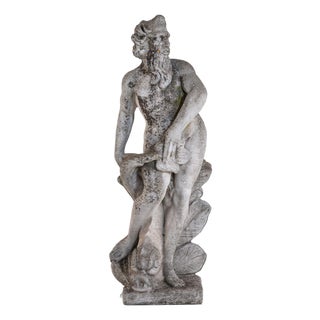 Limestone Garden Figure of Standing Neptune or Poseidon, Denmark Circa 1930–50 For Sale