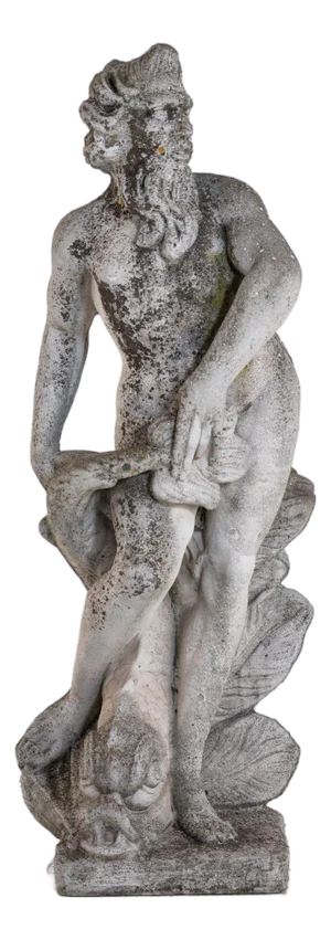 Limestone Garden Figure of Standing Neptune or Poseidon, Denmark Circa 1930–50