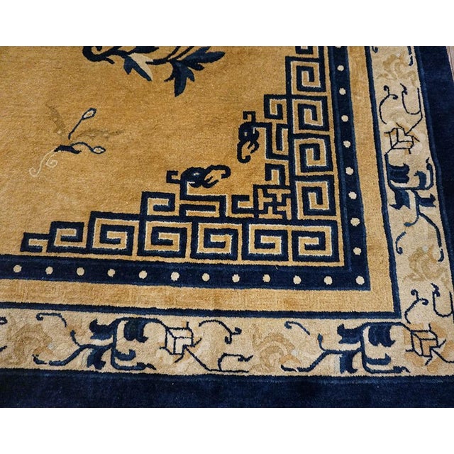 Late 19th Century 1880s Beige Medallion Floral Antique Chinese Peking Rug 8' 3" X 10' Hand Knotted Wool Carpet For Sale - Image 5 of 7