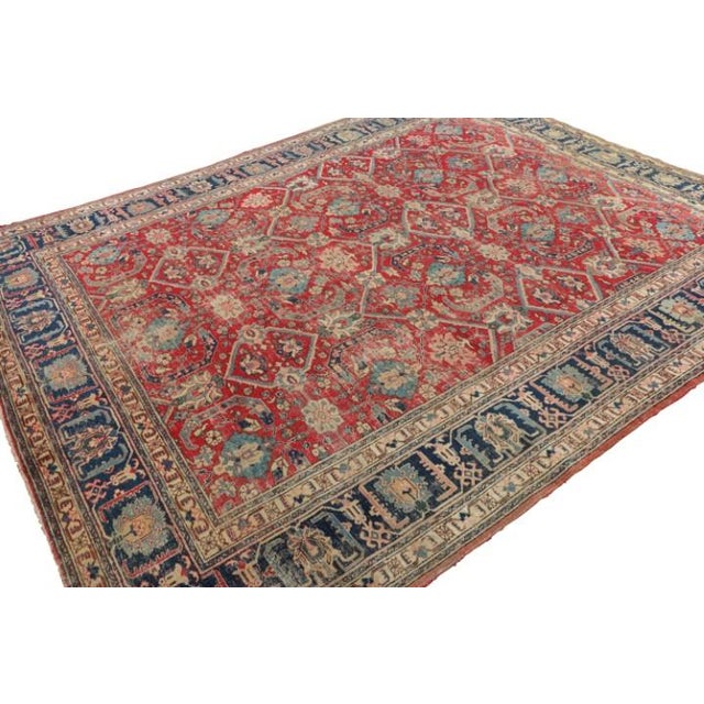 Rug & Kilim Distressed Antique Heriz Persian Rug, Red With Whimsical Florals - Rug & Kilim For Sale - Image 4 of 8