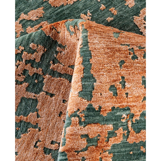 Textile Ikat, One-of-a-Kind Hand-Knotted Area Rug - Green, 9' 2" x 12' 4" For Sale - Image 7 of 8