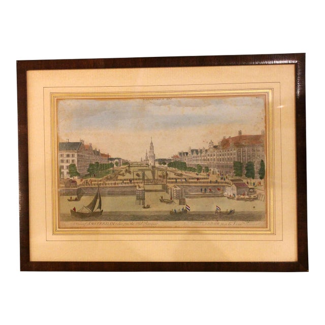 1752 "A View of Amsterdam" Print From George Balthasar Probst Lithograph For Sale