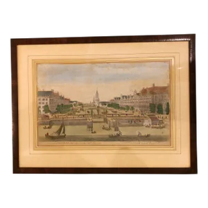 1752 "A View of Amsterdam" Print From George Balthasar Probst Lithograph