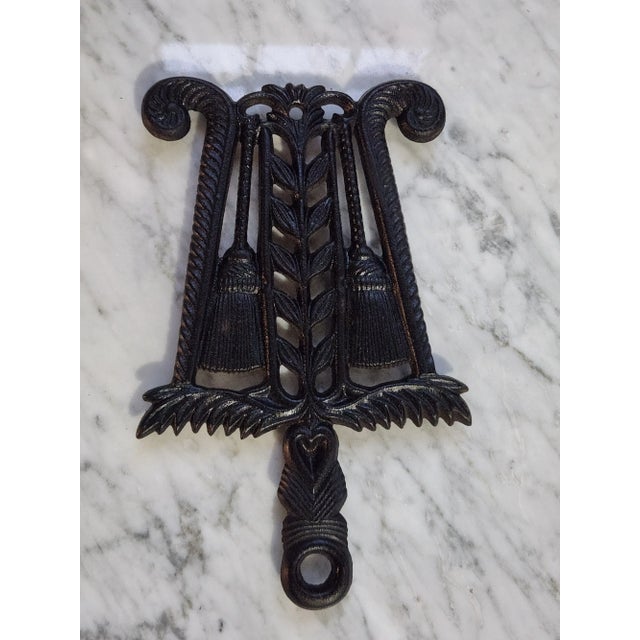 Late 20th Century Cast Iron Grain & Tassel Trivets- Set of 3 For Sale - Image 9 of 10