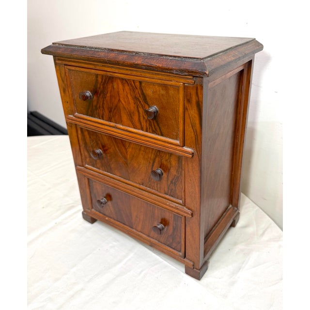 1920s Antique Early 1900s Handmade Wood Veneer Salesman Sample Miniature Dresser Chest For Sale - Image 5 of 15