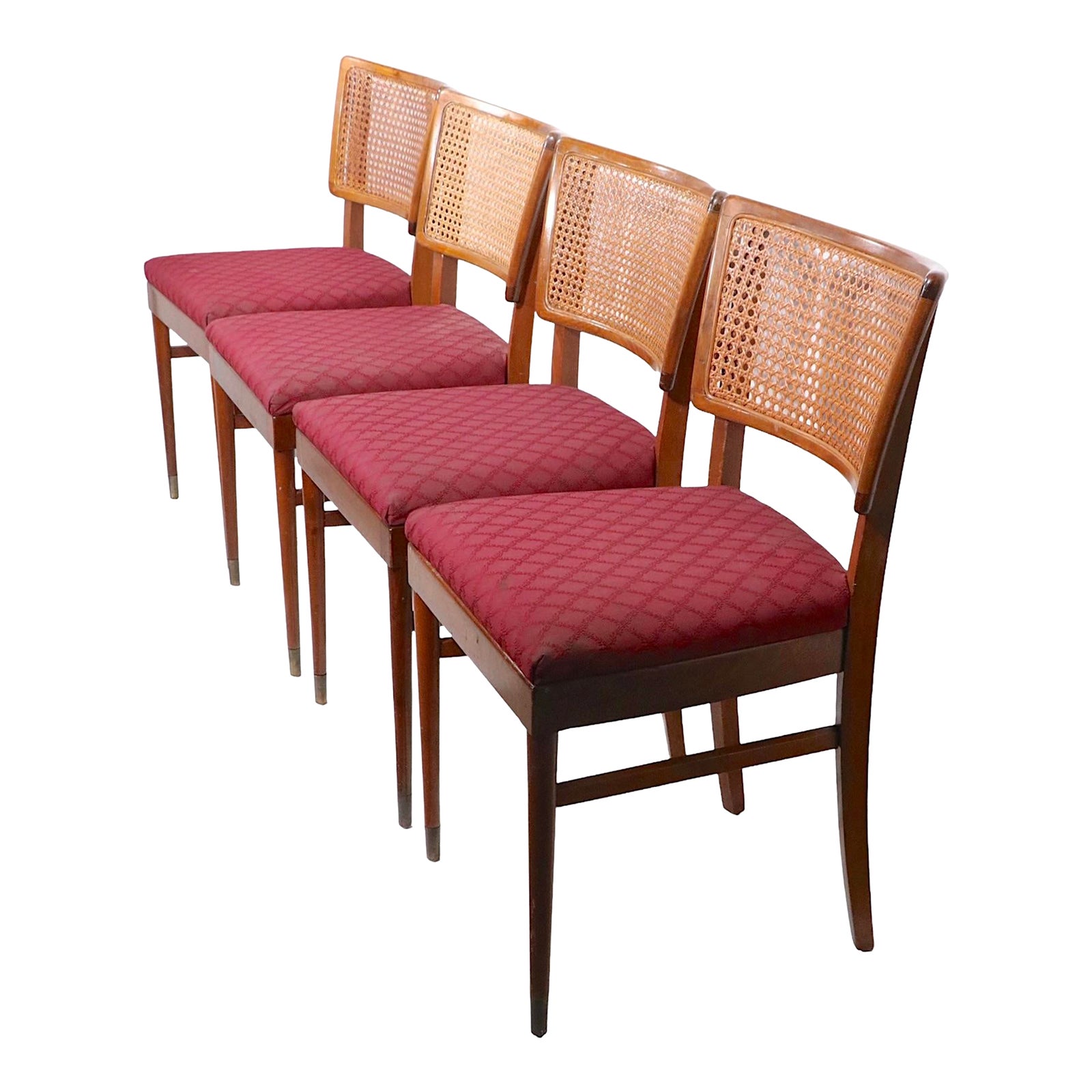 Set of Four Mid Century Cane Back Dining Chairs Made in Germany C 1950