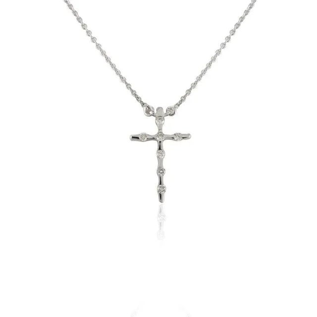 This is part of Chairish’s Fine Jewelry assortment. Unisex Diamond Cross Pendant Necklace in 18K Gold studded with round...