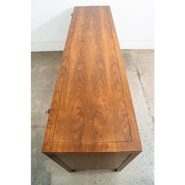 Stanley Furniture 1960s Mid Century Modern Dresser Credenza 9 Drawer Stanley Walnut High Danish For Sale - Image 4 of 11