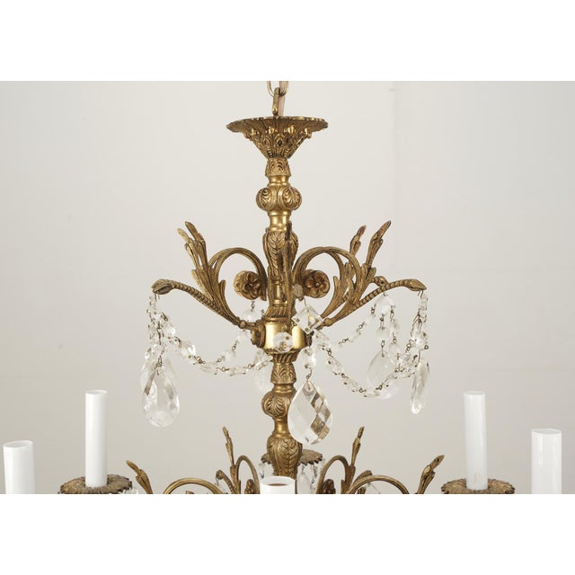 Rococo Spanish Rococo Revival Gilt Crystal Chandelier For Sale - Image 3 of 12
