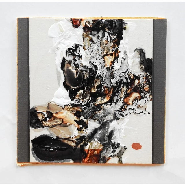 Mid Century Small Abstract in Neutrals Mixed Media Painting For Sale - Image 4 of 5