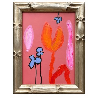2025 Ak Hardeman Abstract Painting in Custom Bamboo-Style Frame For Sale