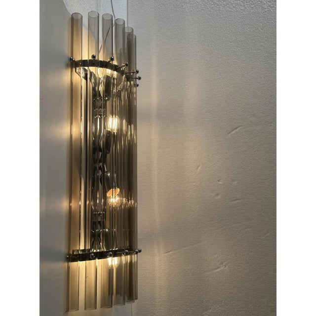 Contemporary Smoked-Fumè Glass Pipes Wall Sconces by Simoeng for Simoeng, Set of 2 For Sale - Image 3 of 8