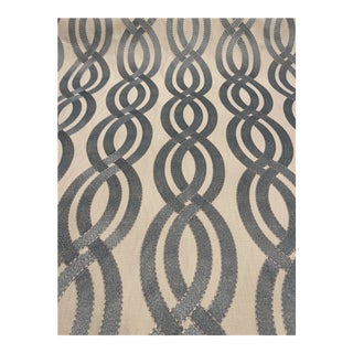 Chaddock Modern Blue and Cream Rope Trellis Fabric F6186 - 4 Yards For Sale
