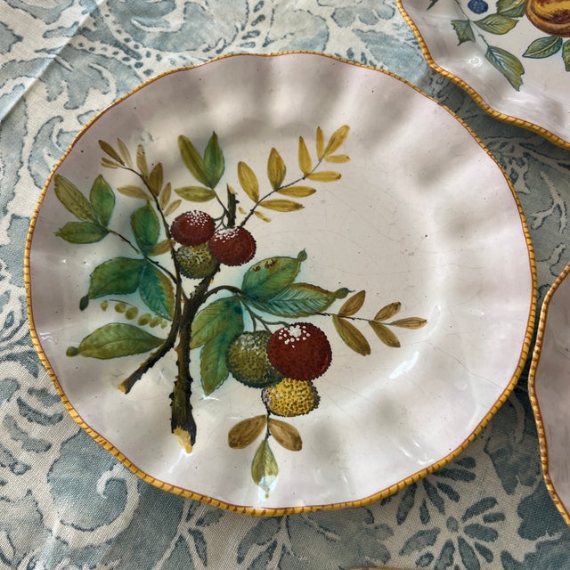 Ceramic Antique Italian Ceramic Fruit Plates - Set of 6 For Sale - Image 7 of 9