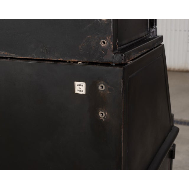 Industrial Style Iron Gunmetal Finish Secretary Cabinet 8.5 Ft. For Sale - Image 14 of 18