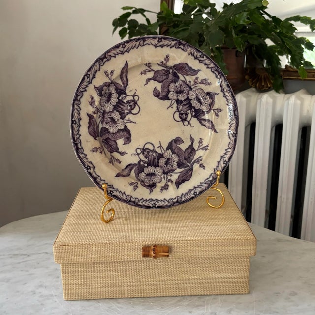 Purple Rare Antique Purple Aesthetic Transferware Plate For Sale - Image 8 of 8