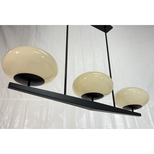 Marian Jamieson "Spyglass" Chandelier Antique Brass Shell White Glass For Sale - Image 12 of 18