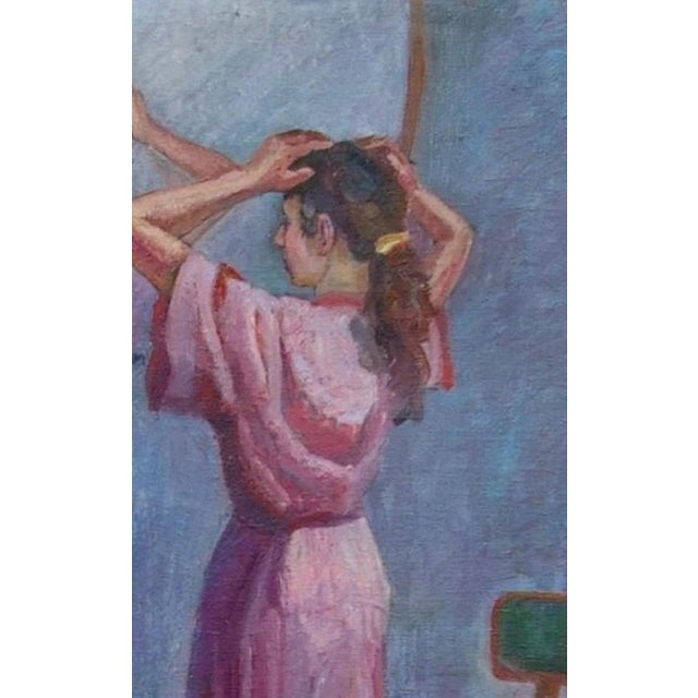 Realism Ukrainian Artist Oil Painting: Girl Before Mirror, Socialist Realism, 1992 127-85 For Sale - Image 3 of 6