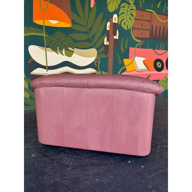 Postmod Pink Leather Loveseat W/ Otto For Sale - Image 11 of 18