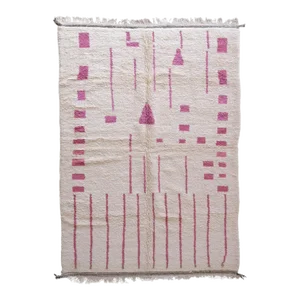2020's Moroccan Pink Azilal Wool Rug - 9.9 X 6.4 Ft