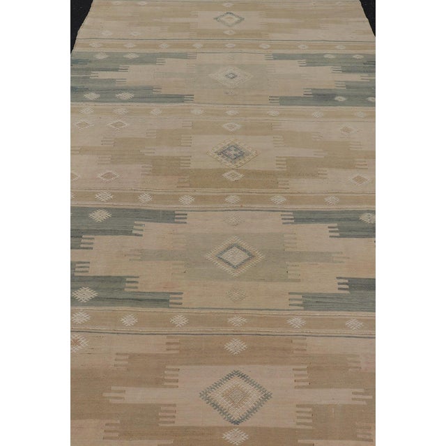 Tribal Vintage Turkish Kilim Rug With Earthy Tones and Geometric Patterns 6'0" X10'10" For Sale - Image 3 of 11