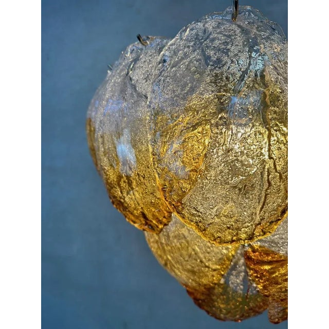 Vintage Murano Frozen Leaves Chandelier in Bicolor For Sale - Image 6 of 13
