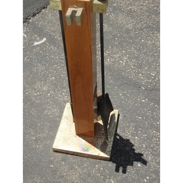 Vintage French Country Set of Three Fireplace Tools W Wood Stand For Sale - Image 9 of 9