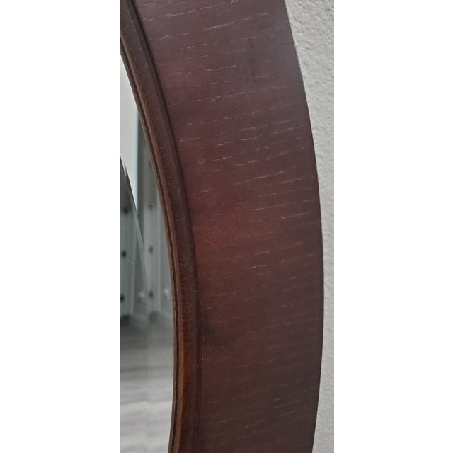 Contemporary Ethan Allen Round Wood Mirror Chairish