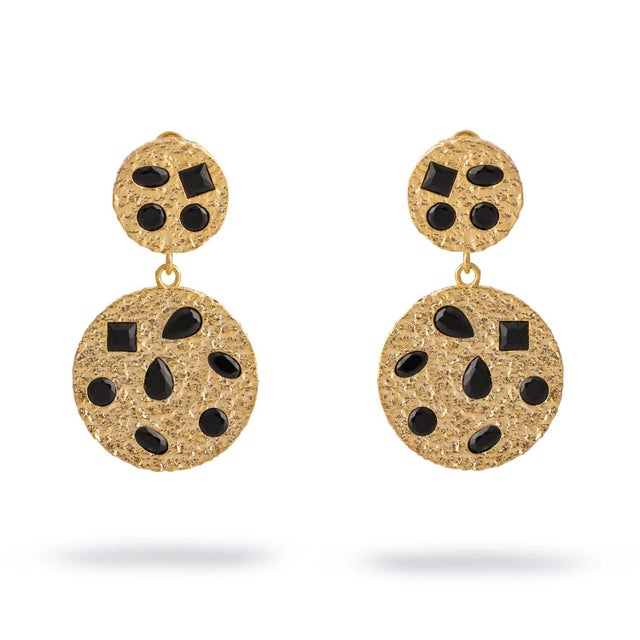 Celestial Harmony Black Onyx Gold Earrings, A Pair For Sale - Image 9 of 9