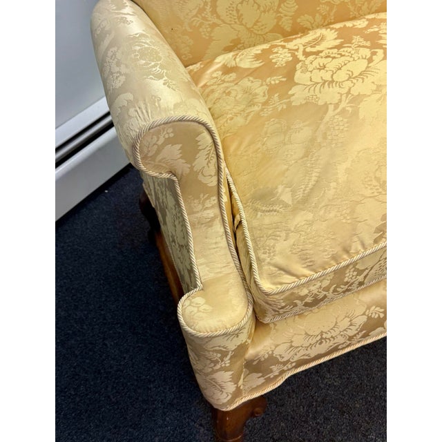 Mid 20th Century Damask Upholstered Oversized Chair / Petite Settee For Sale - Image 11 of 12