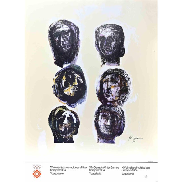 XIV Olympic Winter Games Sarajevo Poster after Henry Moore, 1984 For Sale