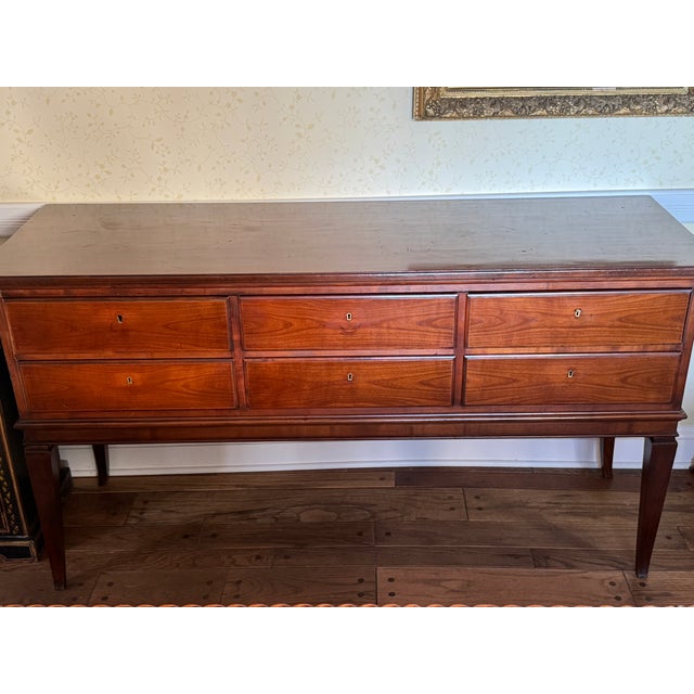 English Antique English Mahogany Sideboard / Server, C. 1905 — 6 Drawers, 61″ W For Sale - Image 3 of 13