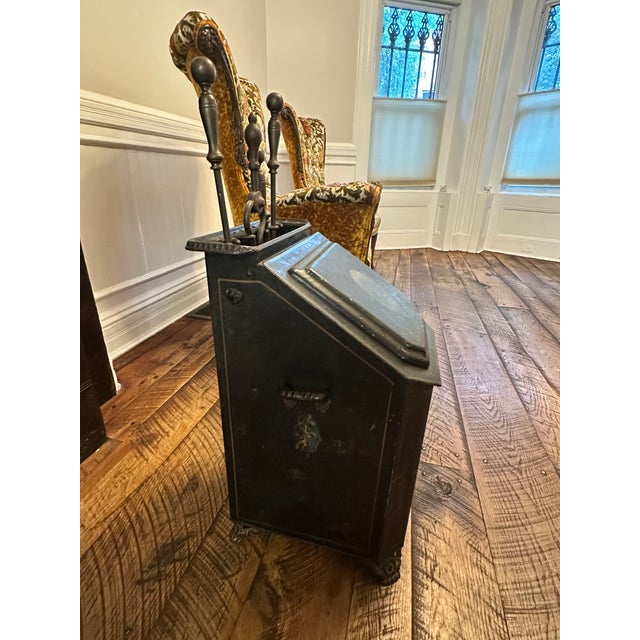 Charming Antique Coal Scuttle (Storage Bin) that doubles as a decorative hearth accessory. Includes matching fireplace...