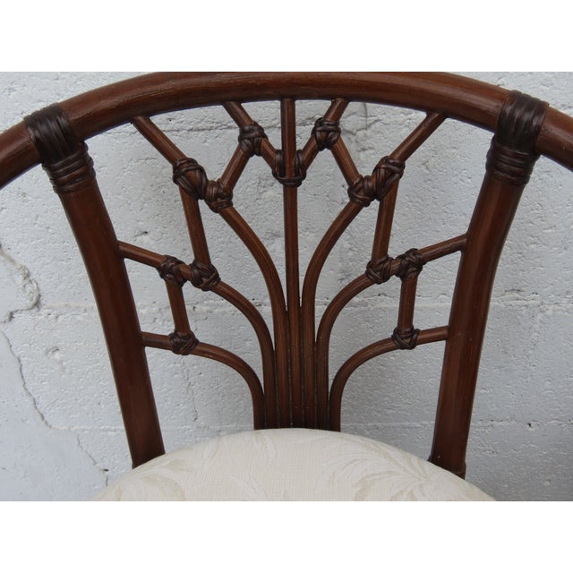 Brown Hollywood Regency Bamboo Rattan Swivel Barstools a Set of Four 6367 For Sale - Image 8 of 18