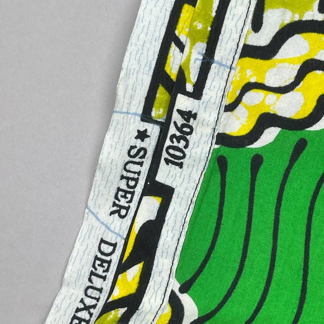 2010s African Textile 10364 Veritable Super Deluxe Wax Green Yellow Fabric - 1.83 Yards For Sale - Image 5 of 12