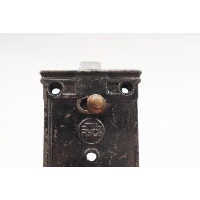 Traditional Antique 3.625 In. Reading Cast Iron Surface Mount Door Rim Lock For Sale - Image 3 of 9