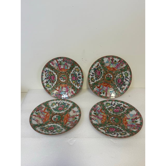 Antique Chinese Export Famille Rose Canton or Rose Medallion Porcelain Large Plates. For Sale - Image 4 of 12
