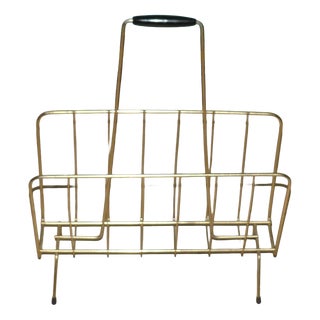 Brass Wire Magazine Rack, 1950s For Sale