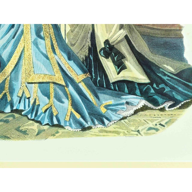 Early 20th Century Victorian Fashion Plate European Periodical Print Framed Reproduction For Sale - Image 4 of 10